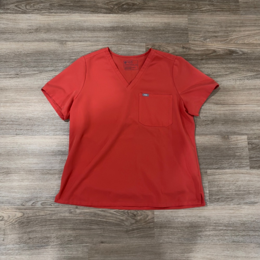 FIGS Catarina One-Pocket Scrub Top Coral Poppy Red XL‎ 1X PO#1707